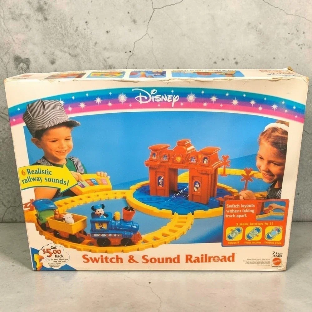 VTG 1994 Mattel Disney Switch Sound Railroad Train Set Mickey Complete #11919